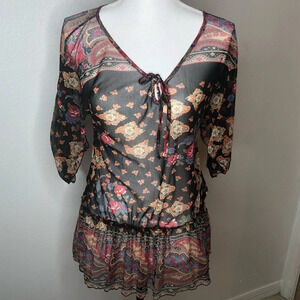 Bershka top. Sheer size large.  Black and pink